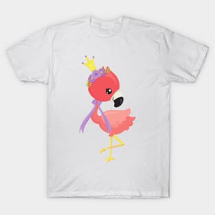 Princess Flamingo, Cute Flamingo, Flowers, Crown T-Shirt